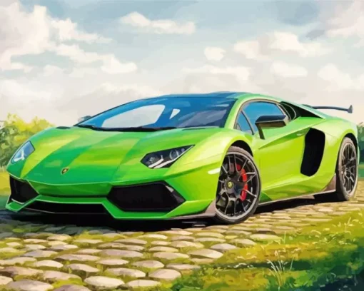 aesthetic green lamborghini Diamond Paintings