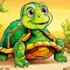 aethetic green turtle cartoon Diamond With Numbers