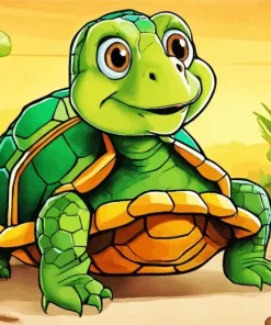 aethetic green turtle cartoon Diamond With Numbers