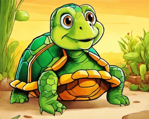 aethetic green turtle cartoon Diamond With Numbers