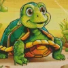 aethetic green turtle cartoon Diamond With Numbers