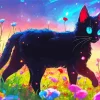 animated black cat with blue eyes Diamond With Numbers