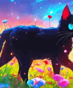 animated black cat with blue eyes Diamond With Numbers