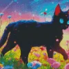 animated black cat with blue eyes Diamond With Numbers