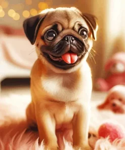 baby pug Diamond With Numbers