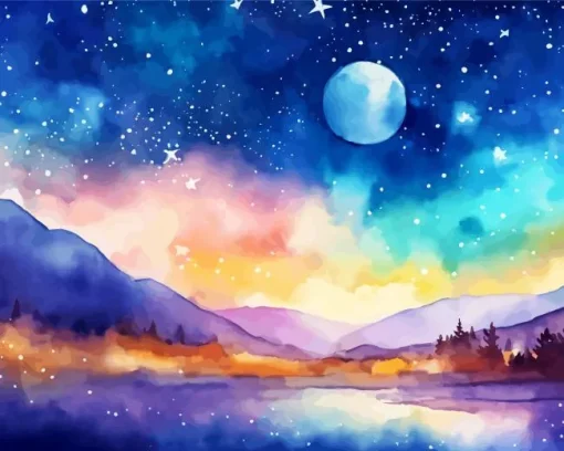 beautiful galaxy landscape Diamond Paintings