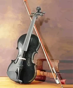 Black Violin And Books Diamond Painting