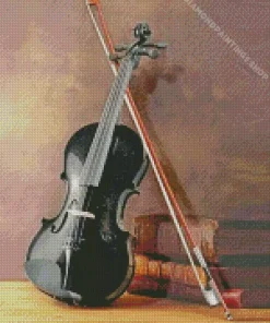 Black Violin And Books Diamond Painting