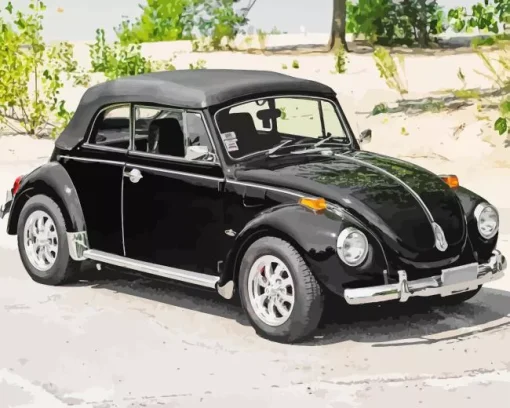 black vw beetle convertible car Diamond Paintings
