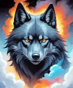 black wolf head Diamond Paintings