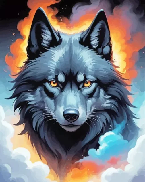 black wolf head Diamond Paintings