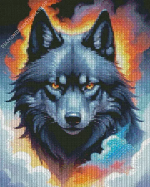 black wolf head Diamond Paintings