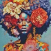 black woman flowers art Diamond Paintings