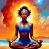 black woman meditating art Diamond Paintings