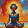 black woman meditating art Diamond Paintings
