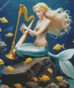 blond mermaid and fish Diamond Paintings