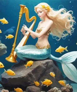 blond mermaid and fish Diamond Paintings
