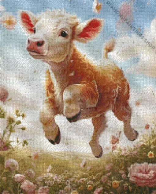 blonde cow in farm Diamond Paintings