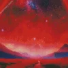 cool galaxy red Diamond Paintings