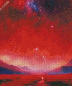 cool galaxy red Diamond Paintings