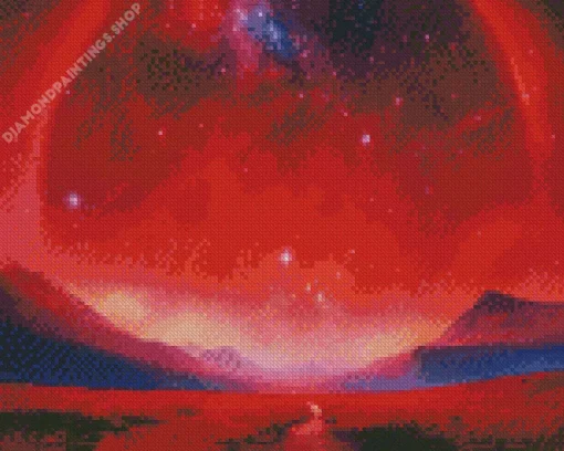cool galaxy red Diamond Paintings