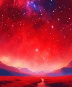 cool galaxy red Diamond Paintings