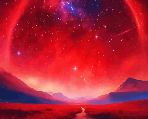 cool galaxy red Diamond Paintings
