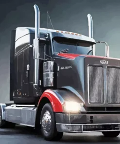dark grey semi truck Diamond Paintings