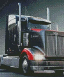 dark grey semi truck Diamond Paintings