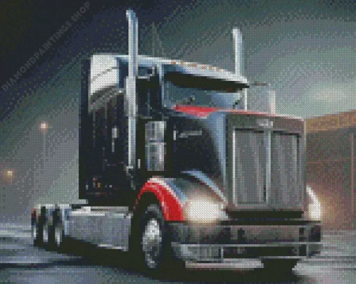 dark grey semi truck Diamond Paintings