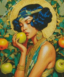 deco lady and green apple Diamond Paintings