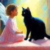 fairy and black cat Diamond Paintings