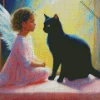 fairy and black cat Diamond Paintings