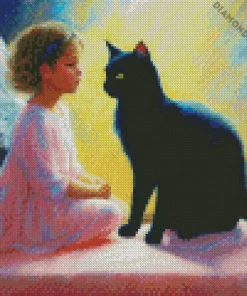 fairy and black cat Diamond Paintings