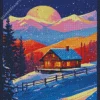 farmhouse in the snow poster Diamond Dotz