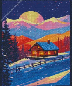 farmhouse in the snow poster Diamond Dotz