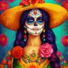 female sugar skull art illustration Diamond Paintings