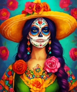 female sugar skull art illustration Diamond Paintings