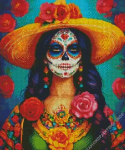 female sugar skull art illustration Diamond Paintings