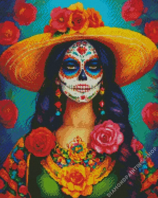 female sugar skull art illustration Diamond Paintings