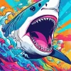 great white shark art Diamond With Numbers