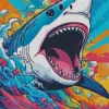 great white shark art Diamond With Numbers