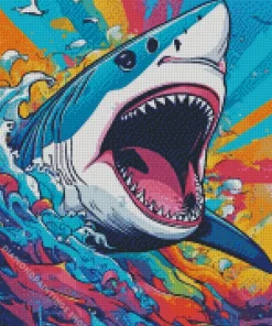 great white shark art Diamond With Numbers
