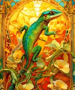 green lizard art Diamond With Numbers
