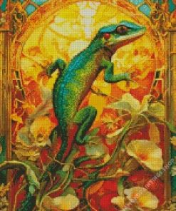 green lizard art Diamond With Numbers