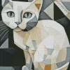 grey cat easy pop art Diamond Paintings