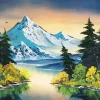 grey mountain bob ross Diamond With Numbers