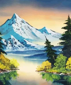 grey mountain bob ross Diamond With Numbers