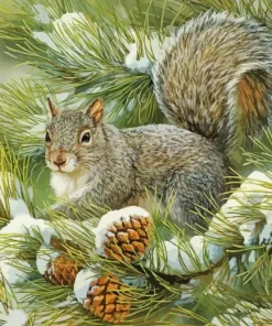 grey squirrel animal art Diamond Paintings