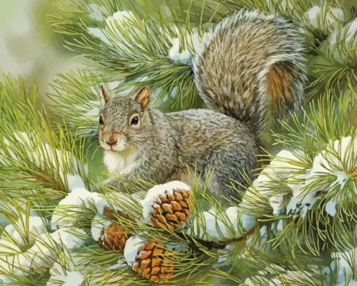 grey squirrel animal art Diamond Paintings